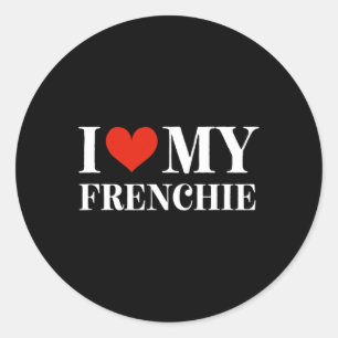 Liebe My Frenchie Runder Aufkleber