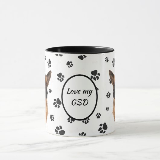 Liebe My German Shepherd Dog Pawprint Tasse (Zentrum)