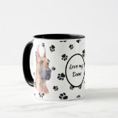 Liebe My Great Dane Dog Pawprint Tasse (Vorderseite Links)