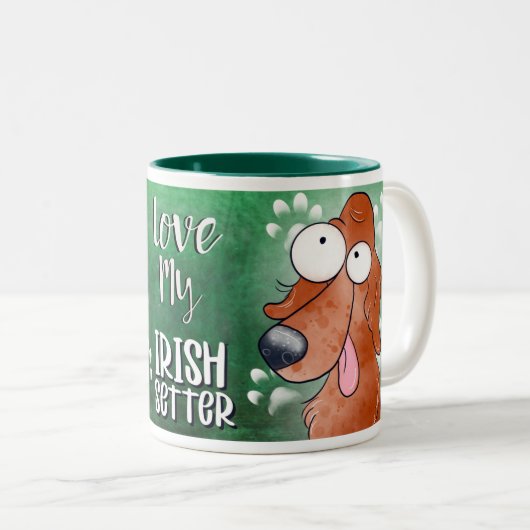 Liebe My Irish Setter Cartoon 11oz Zweifarbige Tasse (VorderseiteRechts)
