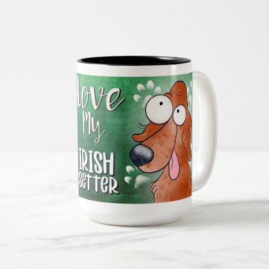 Liebe My Irish Setter Cartoon Zweifarbige Tasse (VorderseiteRechts)