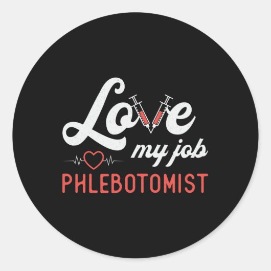 Liebe My Job Phlebotomist Pflege Retro Phlebotomie Runder Aufkleber (Vorderseite)