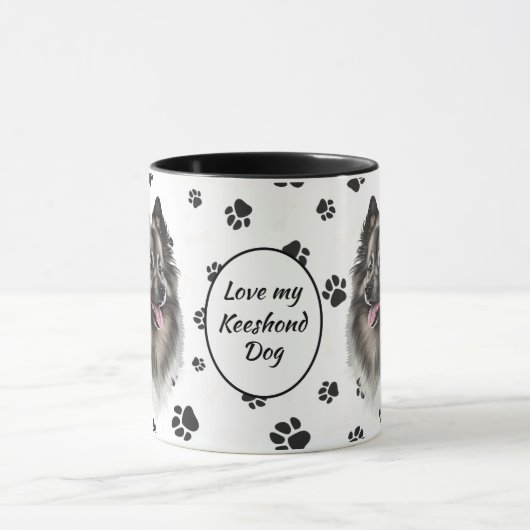 Liebe My Keeshond Dog Pawprint Tasse (Zentrum)