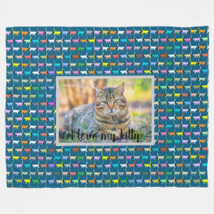 Liebe My Kitty Your Cat Foto Aquamarin drucken Fleecedecke