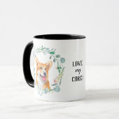 Liebe My Pembroke Corgi Wreath Tasse (Vorderseite Links)
