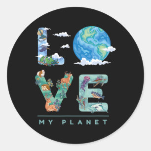 Liebe My Planet Earth Day Environment Runder Aufkleber