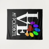 LIEBE My Polydactyl (weißer Text) Wandteppich (Vorderseite (Horizontal))