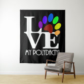 LIEBE My Polydactyl (weißer Text) Wandteppich (Beispiel)