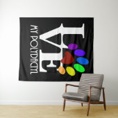 LIEBE My Polydactyl (weißer Text) Wandteppich (Beispiel (Horizontal))