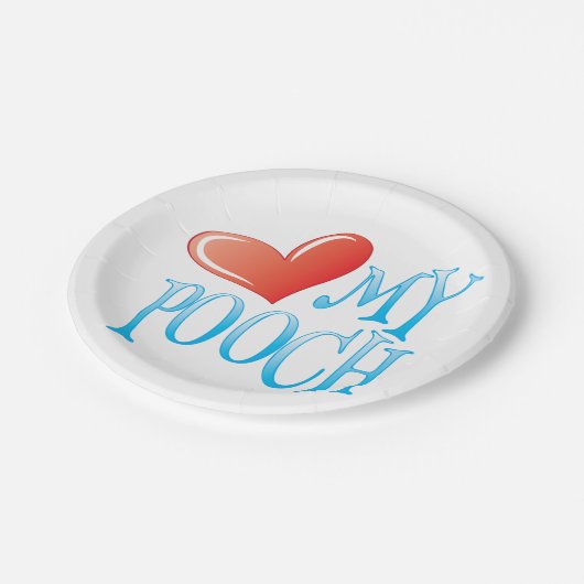 Liebe My Pooch Pappteller (Schrägansicht)