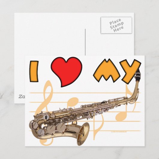 Liebe My Sax Postkarte (Vorne/Hinten)