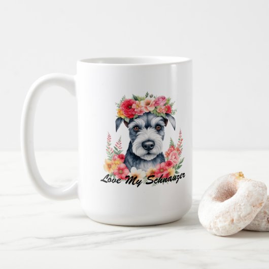 Liebe My Schnauzer Mini Schnauzer Blume PRYPW Kaffeetasse (Mit Donut)