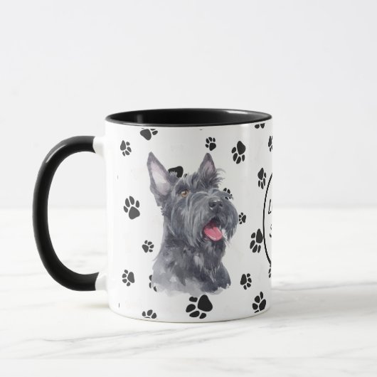 Liebe My Scottish Terrier Dog Pawprint Tasse (Links)