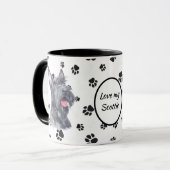 Liebe My Scottish Terrier Dog Pawprint Tasse (Vorderseite Links)
