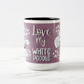 Liebe My White Poodle Cartoon 15 oz Zweifarbige Tasse (Mittel)