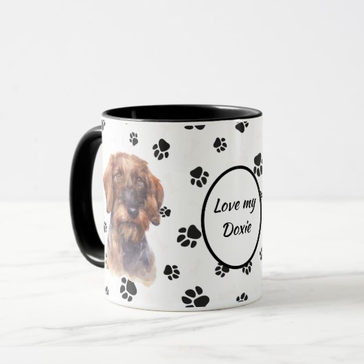 Liebe My Wire Dackel Hund Pawprint Tasse (Vorderseite Links)