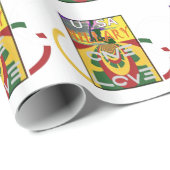 Liebe-Nachricht in Rasta-Farbdrucken Geschenkpapier (Rolleneckpunkt)