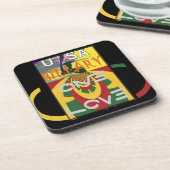 Liebe-Nachricht in Rasta-Farbdrucken Getränkeuntersetzer (Linke Seite)