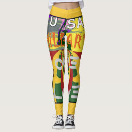 Liebe-Nachricht in Rasta-Farbdrucken Leggings