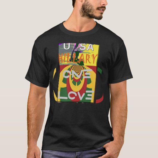 Liebe-Nachricht in Rasta-Farbdrucken T-Shirt (Vorderseite)