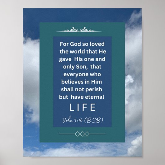 Liebe-Nachricht - John 3-16 - 8 x 10 Poster (Vorne)