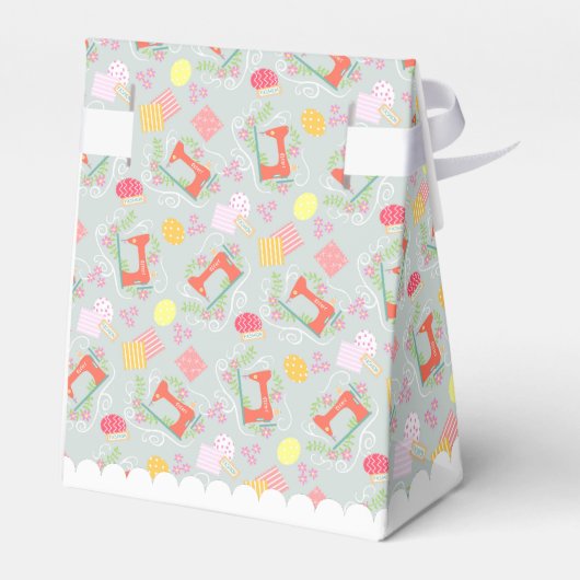 Liebe Nähen Grau Geschenkschachtel (Rückseite)