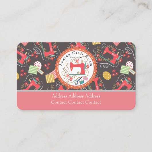 Liebe Nähen Niedlicher brauner Visitenkarte (Vorderseite)