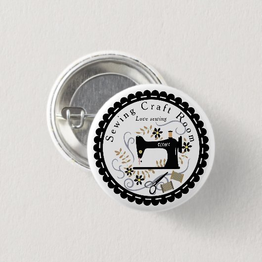 Liebe Nähen Schwarz-weiß Button (Vorne & Hinten)