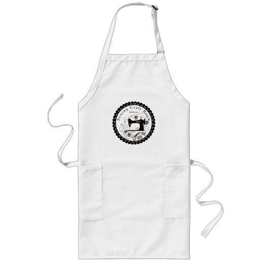 Liebe Nähen Schwarz Weiß Lange Schürze (Vorne)