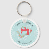 Liebe Nähmaschine. Blau Schlüsselanhänger (Vorderseite)