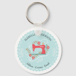 Liebe Nähmaschine. Blau Schlüsselanhänger