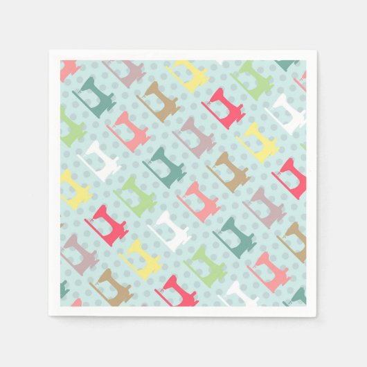 Liebe Nähmaschine blau Serviette (Vorderseite)