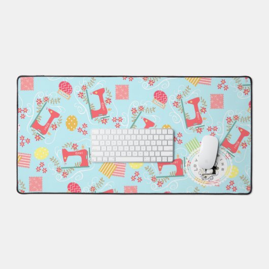 Liebe Nähmaschine Blue Desk Mat Schreibtischunterlage (Tastatur & Maus)