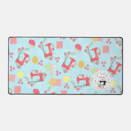 Liebe Nähmaschine Blue Desk Mat Schreibtischunterlage (Vorderseite)