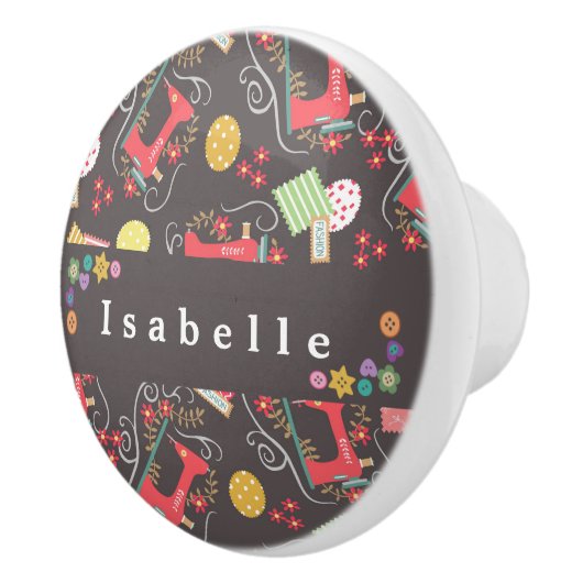 Liebe Nähmaschine braun Keramikknauf (Rechts)