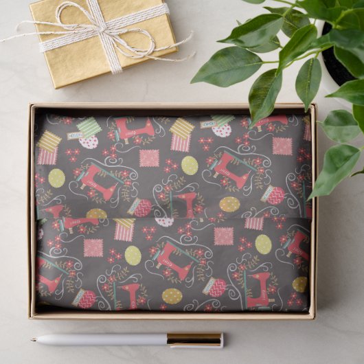 Liebe Nähmaschine braun Seidenpapier (Geschenk)