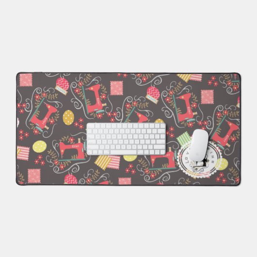 Liebe Nähmaschine Braune Schreibtischmatte (Tastatur & Maus)