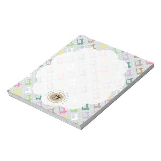 Liebe Nähmaschine Grau Notizblock (Rotiert)