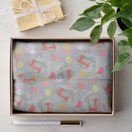 Liebe Nähmaschine Grau Seidenpapier (Geschenk)