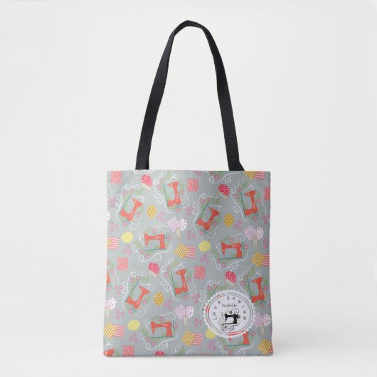 Liebe Nähmaschine Grau Tasche (Vorderseite)