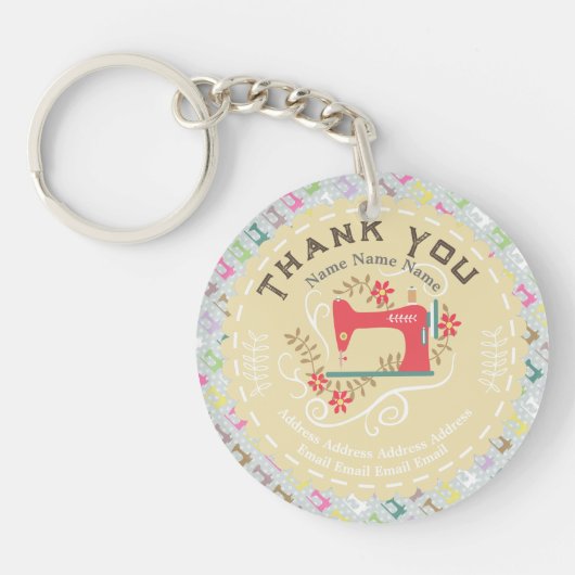 Liebe Nähmaschine Pastellgelb Schlüsselanhänger (Vorderseite)