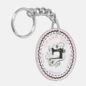 Liebe Nähmaschine Peach White Black Schlüsselanhänger (Vorderseite links)