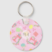 Liebe Nähmaschine. Personalisiert. Blau. Schlüsselanhänger (Rückseite)