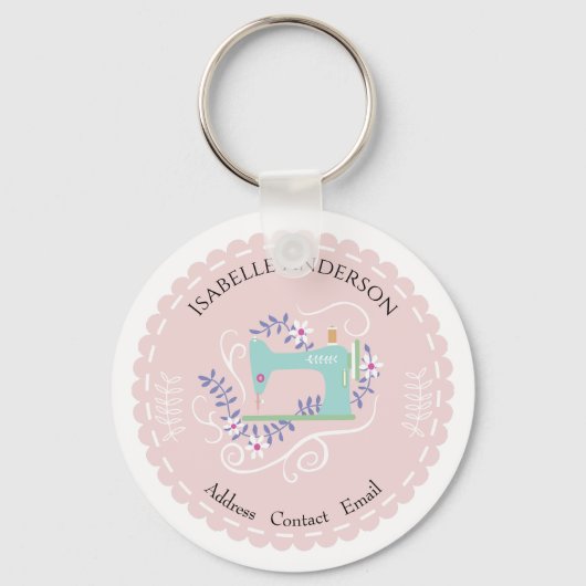Liebe Nähmaschine. Pfirsich Schlüsselanhänger (Vorderseite)