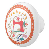 Liebe Nähmaschine Weißorange Keramikknauf (Rechts)