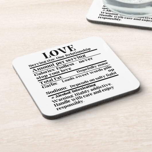 Liebe - Nährwertangaben.w Getränkeuntersetzer (Linke Seite)