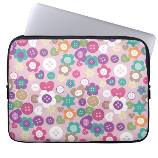 Liebe Nähtasten Rosa Laptopschutzhülle (Vorderseite)