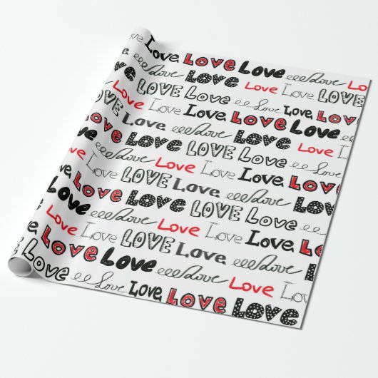 Liebe Nahtloses Muster. Liebe handschriftlich Geschenkpapier (Ungerollt)