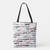 Liebe Nahtloses Muster. Liebe handschriftlich Tasche (Rückseite)