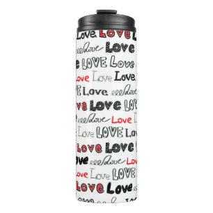 Liebe Nahtloses Muster. Liebe handschriftlich Thermosbecher